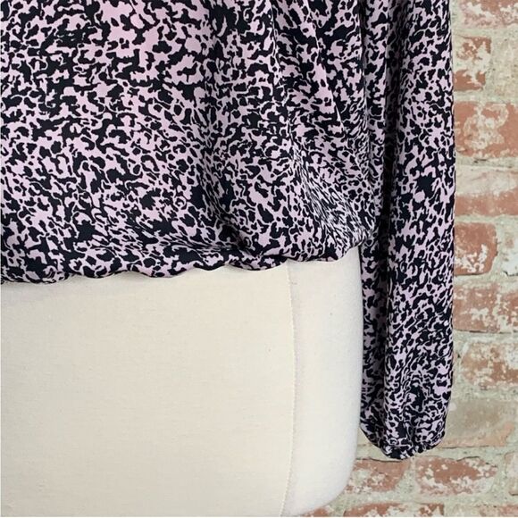 Allison Joy Evereve Mock Neck Blouse Pink Gray Size xs Long Sleeve - Picture 9 of 14